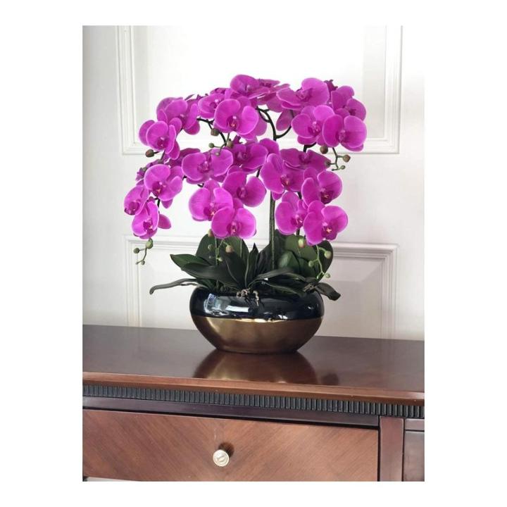 Kunstblumen Künstliche Pflanzen, künstliche Phalaenopsis-Orchidee, Schmetterlingsorchideen mit Keramik-Blumentopf, realistische Blumendarstellung im Topf für jeden Anlass