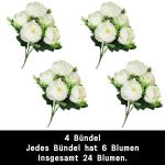 Kunstbloemen, kunstmatige pioenrozen van pioenrozen voor bruiloft, thuis, kantoor, feest, raamdecoratie, tafeldecoratie, doe-het-zelf, bloemstukken, wit 0801