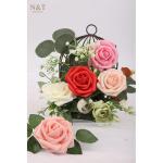 Künstliche Rosen Blume, 30 Stück Deko Blumen Fake Rosen mit Stielen DIY Hochzeit Blumensträuße Braut Zuhause Dekoration, Dunkelrot