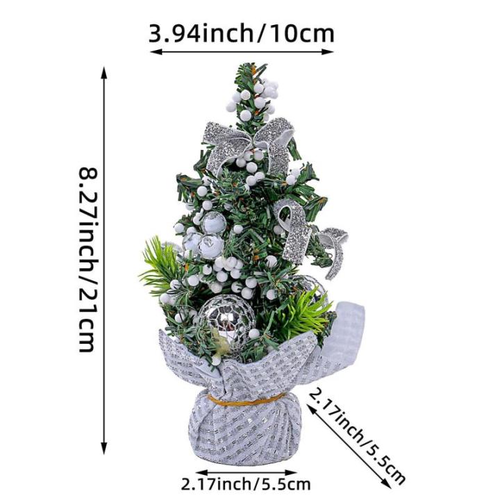 Weihnachtsbaum, winziger Weihnachtsbaum,8,27 Zoll Miniatur-Weihnachtsbaum mit roten Schleifenkugeln und Beeren - Künstliche Kiefernbaum-Schleifen, Baumspitze für drinnen und drau
