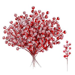 16 stuks rode bessendecoratie Kerstmis, bessentak kunstmatig Holly bessentak rode bessen takken decoratie voor kerstdecoratie boeketten woondecoratie doe-het-zelf handwerk