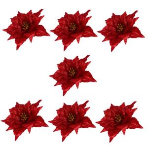 14 STK Künstliche Blumen Strauß Kleine Weihnachtsdeko Christbaumschmuck Weihnachtsstern Gefälschter Weihnachtsstern Blumengirlande Mini-weihnachtsschmuck Mini-Kranz Gold Sport R