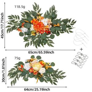 2 stuks bruiloftsboogbloemen, kunstbloemenarrangement, kunstbloemen swagset, welkomstborden, bloemendecoraties voor bruiloftsdecoratie, ceremonie en (#4)