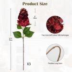 Set van 3 kunstmatige hortensia's als echte esdoortensia, 73 cm, donkerrode decoratieve bloemen, kunsttakken voor bloemstuk, thuis, resto herfstdecoratie