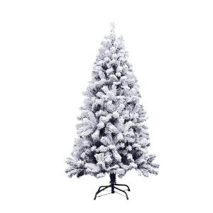 2,3 m hochwertiger beflockter Schnee-Weihnachtsbaum, unbeleuchteter Weihnachtsbaum mit Scharnier und Metallständer, umweltfreundliche Zweigspitzen aus PVC für die Weihnachtsdekor