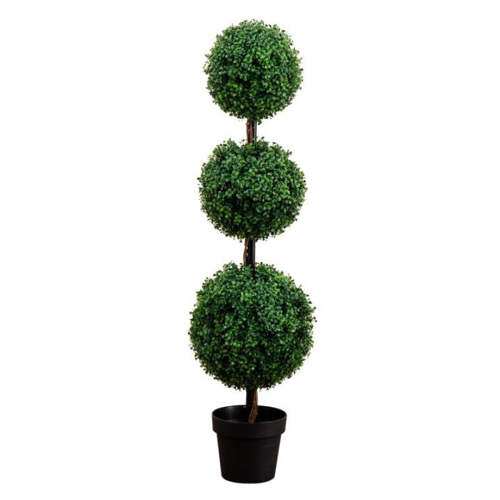 Künstlicher Buchsbaum-Formschnittbaum mit drei Kugeln, 1,2 m (Indoor/Outdoor)