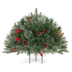 Weihnachts-Pflanzgefäß-Dekorationen, Weihnachts-Pflanzgefäß, Dekoration, Grün, künstliche Tannenbäume mit Stativpfahl, Weihnachts-Veranda-Dekoration, Stil A ONE