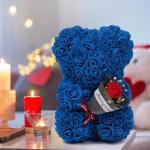 Valentijnsdag rozenbeer cadeau voor haar rozenbeer schattige teddybeer, kunstrozenbeer met rozenboeket, romantische rozen teddybeer cadeau voor Kerstmis