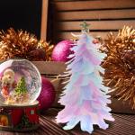 Einzigartiges Federbaum-Design, festlicher Tafelaufsatz, Weihnachtsdekoration, handgefertigte Figur mit Sternaufsatz, Ferienhaus für Neujahr, mehrfarbig