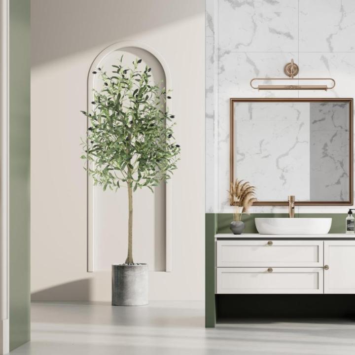 Olijfboom, kunstplant, 150 cm, grote kunstolijfboom, kunstboom, ziet eruit als echt voor woonkamer, slaapkamer, kantoor, decoratie