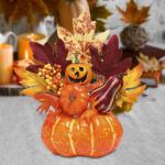 Halloween-Kürbisse, Ahornblätter, Ornament, Herbsternte, Dekor, neuartiges dekoratives Handwerk, Esstisch-Mittelstück für Geschäft und Büro, Style G