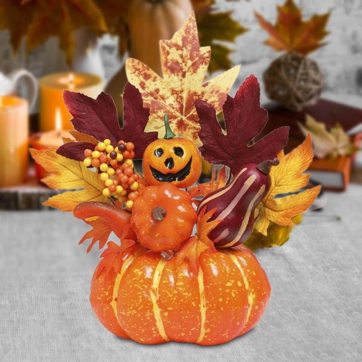 Halloween-Kürbisse, Ahornblätter, Ornament, Herbsternte, Dekor, neuartiges dekoratives Handwerk, Esstisch-Mittelstück für Geschäft und Büro, Style G