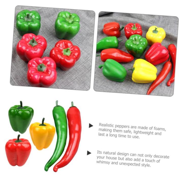 3 Sätze Simulationsmodell Paprika Künstliches Gemüse Foto-Requisite Pfeffer Modell Dekoration Food-Modell-Requisite Gefälschter Gemüsepfeffer Falscher Chili Poly-Drache 5 Stü