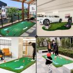 Golf Putting Green, Golfspiel-Grünmatte Mit Realistischem Rasen, Golf-Übungshilferolle Mit Ball Und Flaggen Für Drinnen Draußen Im Garten(1.5x3.5m)