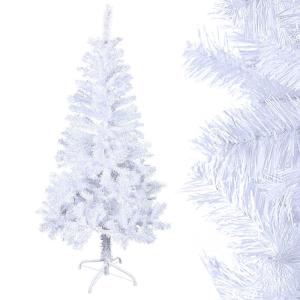 Kunstkerstboom, 150 cm, wit, pvc, kerstdecoratie, snel opgebouwd, klapsysteem, moeilijk ontvlambaar voor thuis, kantoor, winkel, incl. metalen standaard