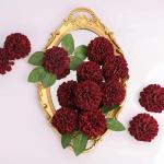 , 20 stuks dahlia-bloemen met bladeren en stelen, doe-het-zelf rode dahlia-schuim bloem voor bruiloft, boeketten, bloemen, centerpieces, arrangementen feesttafels,