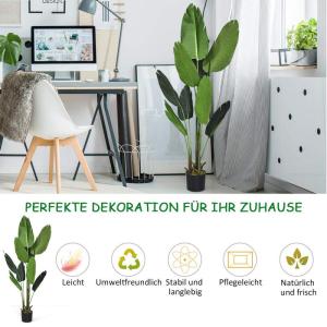 160 cm kunstplant tropische palm, kunstmatige Monstera, slangenplant, kamerplant met stevige pot en 10 bladeren, groene plant voor tuin, kantoor, kamerdecoratie