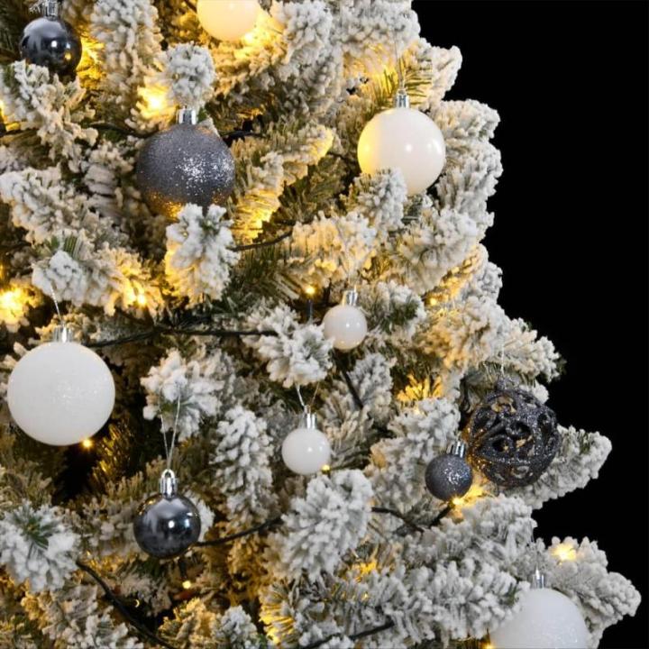 Künstlicher Weihnachtsbaum, Tannenbaum, Christbaum mit Metallständer, Weihnachtsdeko Kunstbaum, 300 LEDs & Kugeln 210 cm