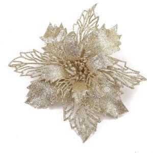 Poinsettia Kerstster met clips, 20 stuks, glinsterend voor kerstboomdecoraties, kerstbloemen voor Kerstmis, tuin, Nieuwjaar, kransen, champagne