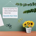 Kunstplant Zonnebloemen, Decoratieve in Pot Metaal, Nep Groene Potplanten, Mini Kunstmatige Zonnebloemen Bureauplanten, Klein Binnen Buiten Decor Huis Kantoor Keuken Tuin