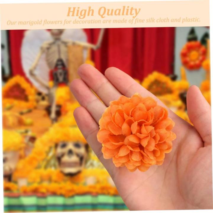 Goudsbloem bloemkoppen bulk, Halloween kunstmatige goudsbloemkoppen 60 stuks 4 cm zijden ringlingbloemen hoofden levenseer levende eik