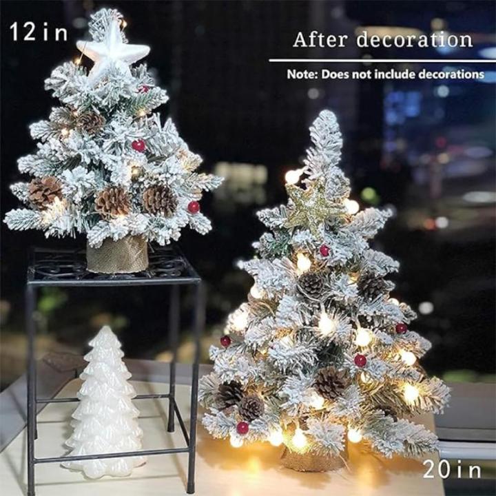 50CM Fallender Schnee Beflockter Weihnachtsbaum aus PVC-Material mit Sackleinenbasis, Mini-Desktop-Dekorationsbaum, Geeignet für Weihnachten, Zuhause/Büro/Küche, Restaurant/Desk