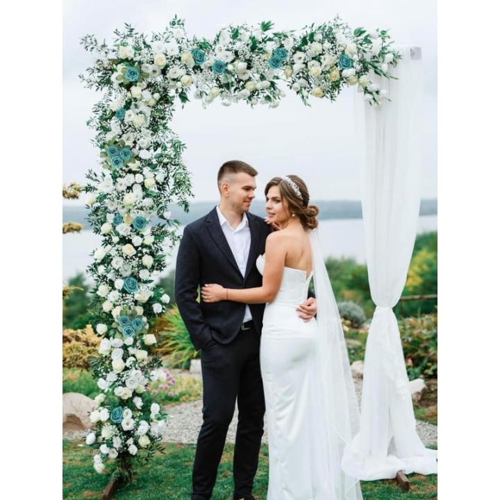 Kunstbloemen, rozen, 25 stuks, rozen decoratie met stelen, kunstrozen voor bruiloft, Valentijnsdag, Moederdag, babyshower, woondecoratie, malachiet groen