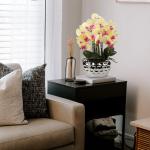 Kunstplant orchideeën kunstbloemen kunstbloemen als echt met echte bloemen in keramische pot tafeldecoratie vensterbank decoratie, hoogte 44 cm, geel