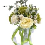 Hochzeitsstrauß for die Braut mit künstlichen Blumen, 10-Zoll-Hochzeitssträuße, künstlich blühende Rosen, Brautjungfernstrauß, Seidenrosen-Wurfsträuße.(Green)