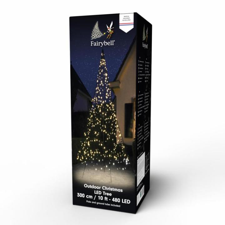 Led-kerstboom voor buiten, 3 meter, 480 leds, inclusief mast, warm wit
