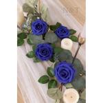 Kunstbloemen, rozen, 25 stuks, kunstrozen met steel, voor doe-het-zelf bruiloft, boeketten, bruid, babyshower, feest, woondecoratie, donkerblauw