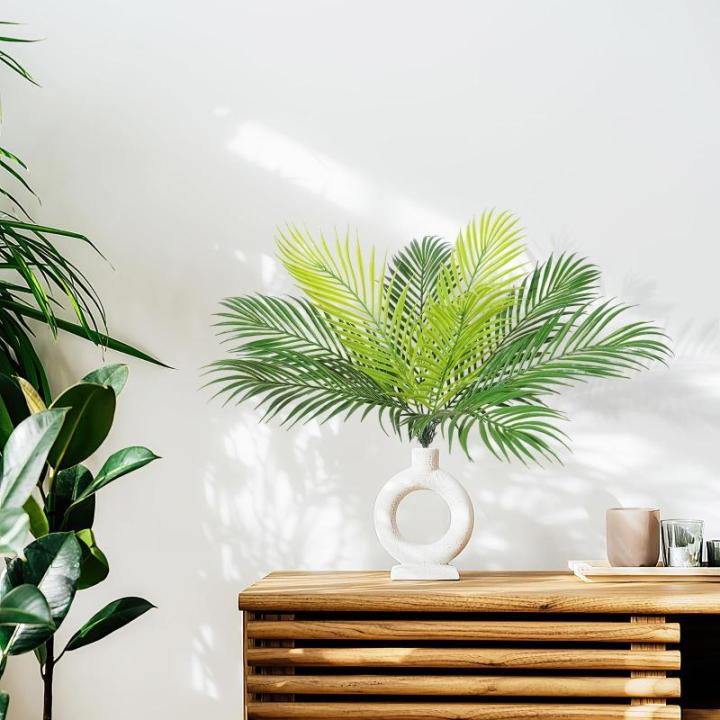 4 stuks kunstpalmbladeren, , kunstmatige tropische struik, groene kunstplant, areca, palmplant, kunstplant voor feest, tuin, binnen, buiten, palmblad, decoratie