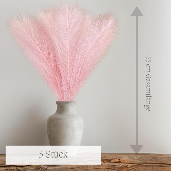 Kunstpampasgras, klein, kleur roze, 5 stelen, 55 cm lengte, kunstmatig pampasgras, woonkamer, droogbloemen voor slaapkamer, bruiloft, boho-decoratie