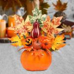 Halloween-Kürbisse, Ahornblätter, Ornament, Herbsternte, Dekor, neuartiges dekoratives Handwerk, Esstisch-Mittelstück für Geschäft und Büro, Style H