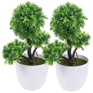 2St simulierte Topfpflanze künstlicher Topfbaum unechter Topiary-Ball kunstpflanze kunstplflanze Zimmerpflanzen künstliche Pflanzen Dekorationen für Wohnzimmer Tischdekoration