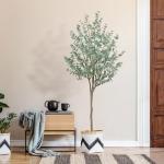 Kunstmatige eucalyptusboom, 180 cm, nep-eucalyptusboom met witte zilveren dollarbladeren, zijden faux eucalyptusboom met plastic kwekerijpot, voor thuiskantoor en binnendecoratie,