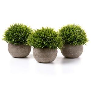 van kunststof groene planten in pot met meerdere lagen gras voor thuis en op kantoor, set van 3 stuks