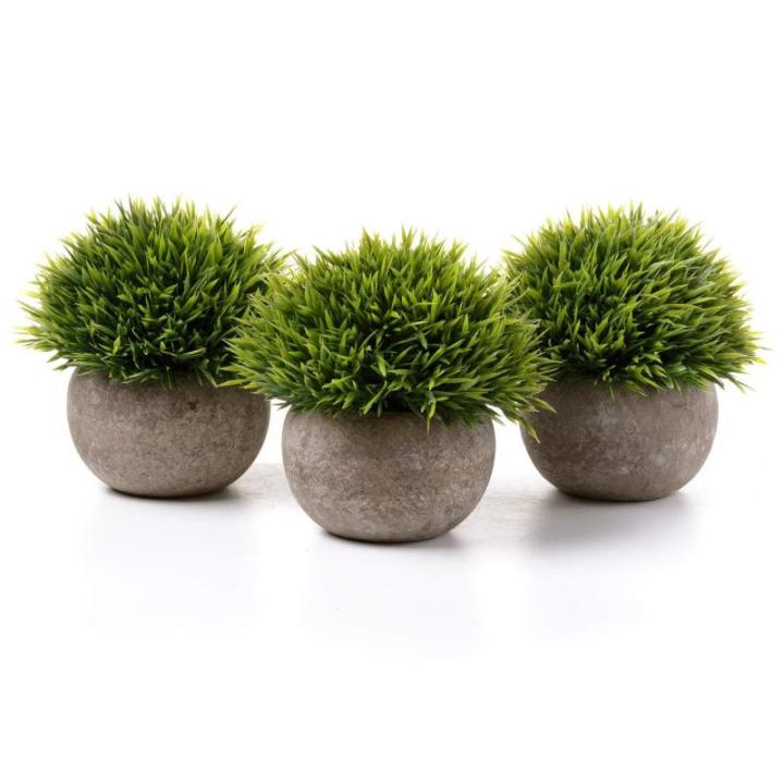 van kunststof groene planten in pot met meerdere lagen gras voor thuis en op kantoor, set van 3 stuks