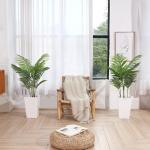 Areca Kunstpalm, 110 cm, 10 takken, voor binnen en buiten, moderne decoratie, , potfamilie, housewarming cadeau (2 stuks)