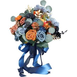 Hochzeitsstrauß for die Braut mit künstlichen Blumen, künstliche blaue Rosen aus Seide, Dekorationszubehör for Paare, Ehefrauen, Mädchen, Geburtstage, Feiertage, Blumenstrauß
