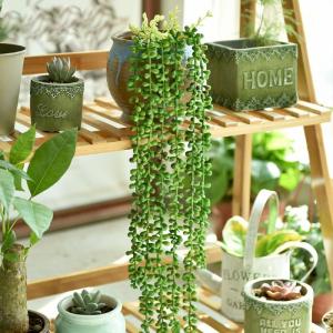 2 stuks , groen, Real Touch, aloë vera, vetplanten, hangende planten, nepparelketting voor muur, tuin, decoratie