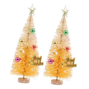 2st Mini-Weihnachtsbaum Tischbäume Entzückender Desktop-Baum Winterliche Schneeverzierungen Kleine Geschmückte Weihnachtsbäume Kleiner Weihnachtsbaum Mini-Kiefer Weiß Sisal-Se