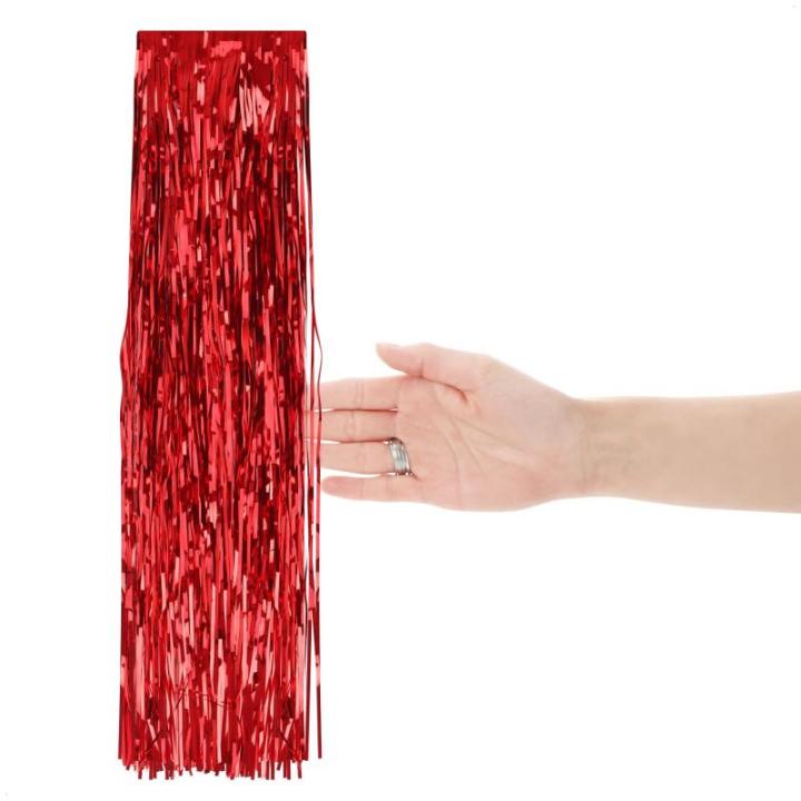 5x Klatergoud voor Kerstmis - Klatergoudkrans in rood - kerstversiering voor de kerstboom - 50 cm (rood - 05 stuks)