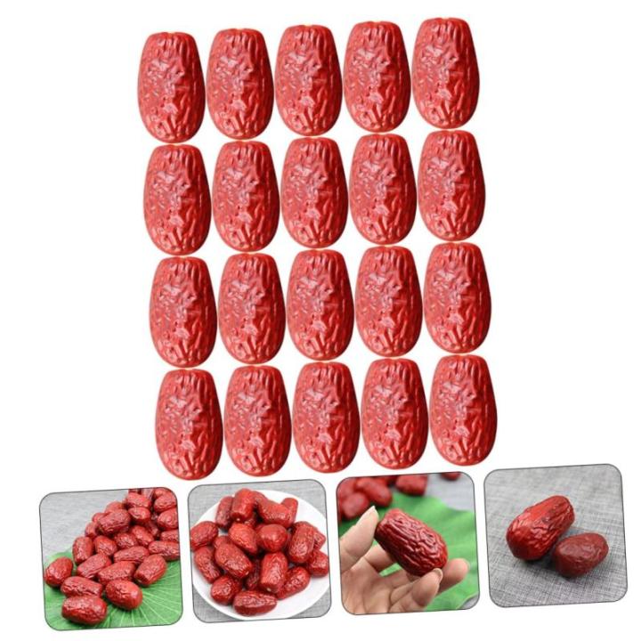 5 Sätze Simulierte Jujube Simulationsfrucht Schrankdekor Falsches Datum Vasendekor Hochzeitsdeko Hochzeits Dekoration Künstliches Rotes Datum Künstliche Jujube PVC 30 Stück * 5