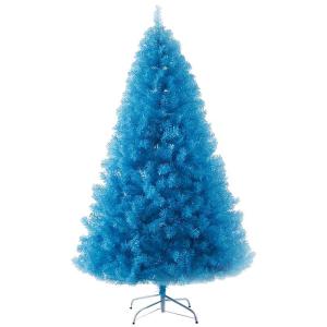 8 Fuß glänzender blauer Lametta-Weihnachtsbaum, aufklappbarer künstlicher Weihnachtsbaum mit Metallständer, Feiertagsdekoration, Weihnachtskiefer, künstliche Fichte für den G