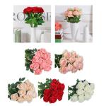 Realistische künstliche Rosensträuße für Küche, Garten, Hochzeit, Tafelaufsatz, Dekoration, 12 Stück