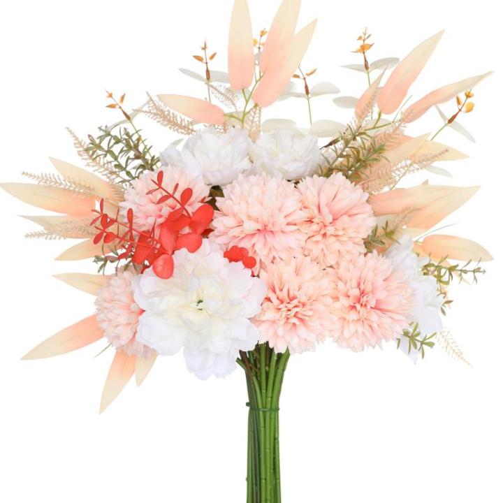 Kunstbloem zijden hortensia bloemstukken, witte bloem faux planten boeketten voor bruiloft decoraties, plastic bloemen tafel centerpieces voor thuis, tuin, kantoor decor (2, wit)
