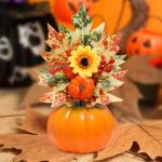 Halloween-Kürbisse, Ahornblätter, Ornament, Herbsternte, Dekor, neuartiges dekoratives Handwerk, Esstisch-Mittelstück für Geschäft und Büro, Style D