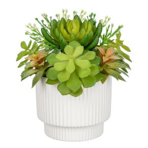 Kunstvetplanten, voor woondecoratie, 15,7 cm (15,7 cm), gepot, kunstvetplanten, in keramische potten, moderne voor binnen, voor badkamer, plank, kantoordecoratie