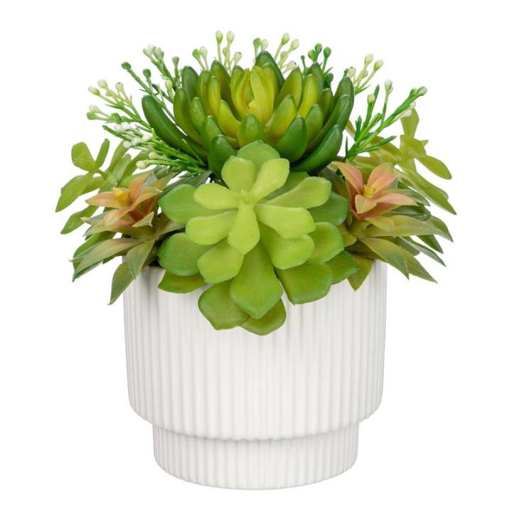 Kunstvetplanten, voor woondecoratie, 15,7 cm (15,7 cm), gepot, kunstvetplanten, in keramische potten, moderne voor binnen, voor badkamer, plank, kantoordecoratie
